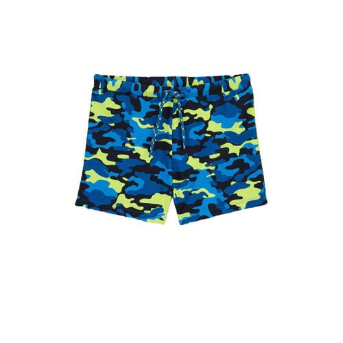 WE Fashion zwemboxer donkerblauw/neon geel Jongens Polyamide Camouflage - maat 170/176 afbeelding