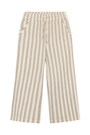 relaxed regular waist gestreepte casual broek bruin met textuur