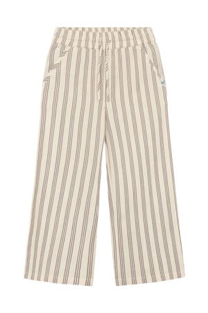 relaxed regular waist gestreepte casual broek bruin met textuur