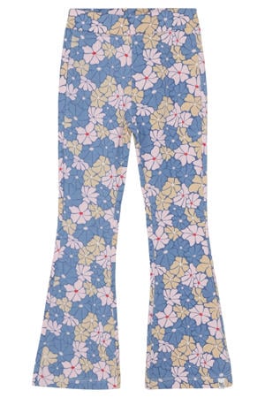 flared gebloemde legging blauw