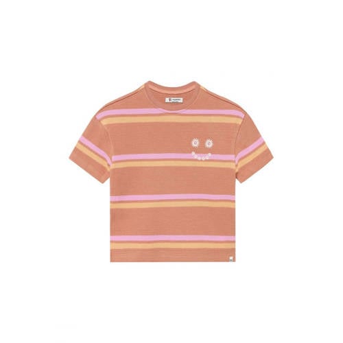 Noppies kids gestreepte T-shirt lichtbruin Meisjes Katoen Ronde hals Streep - maat 104 afbeelding