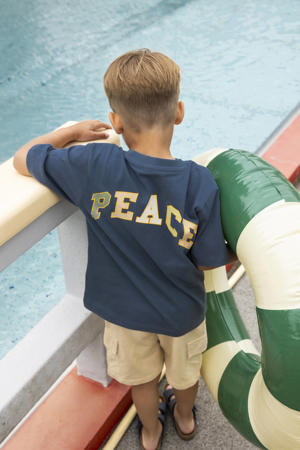 T-shirt met backprint donkerblauw