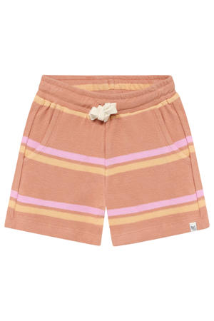 relaxed gestreepte sweatshort lichtbruin