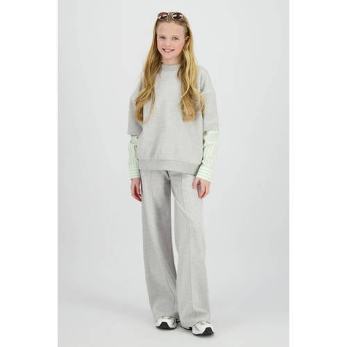 Raizzed wide leg joggingbroek grijs melange Meisjes Sweat Effen - maat 164 afbeelding