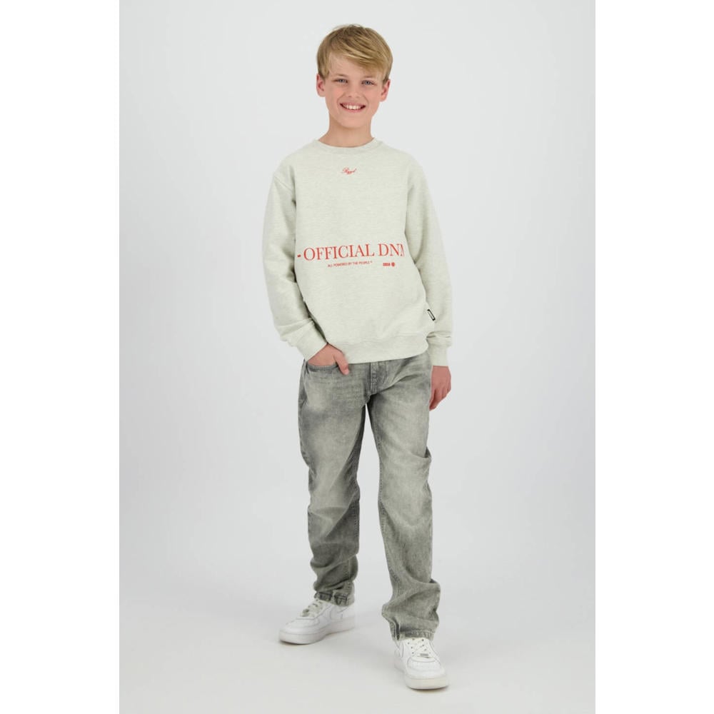 Grey denim jongens Raizzed straight leg jeans van denim met rits- en knoopsluiting en effen