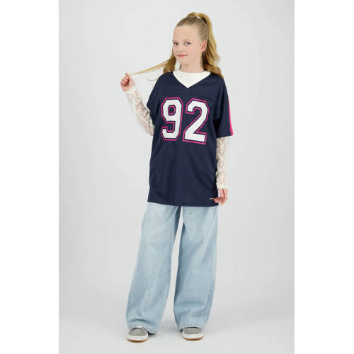 Raizzed T-shirt donkerblauw Meisjes Polyester V-hals Tekst - maat 128 afbeelding