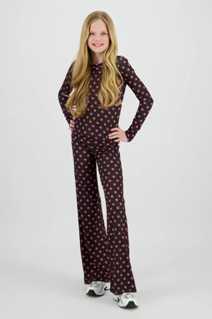 gebloemde longsleeve zwart