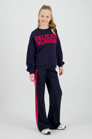 wide leg casual broek donkerblauw