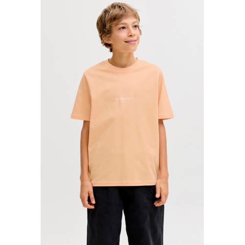 JACK & JONES JUNIOR T-shirt zachtoranje Jongens Katoen Ronde hals Tekst - maat 128 afbeelding