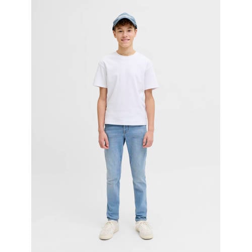 JACK & JONES JUNIOR slim fit jeans medium blue denim Blauw Jongens Stretchdenim - maat 140 afbeelding