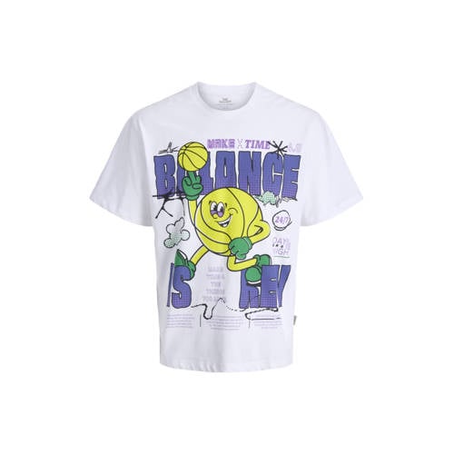 JACK & JONES JUNIOR T-shirt wit Jongens Katoen Ronde hals Printopdruk - maat 128 afbeelding