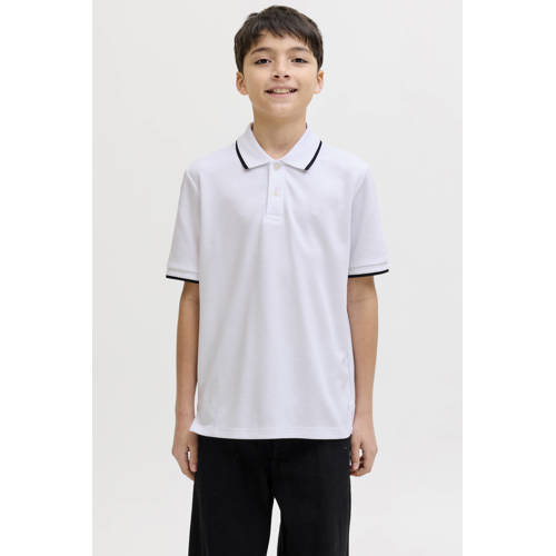 JACK & JONES JUNIOR polo wit Jongens Polyester Polokraag Meerkleurig