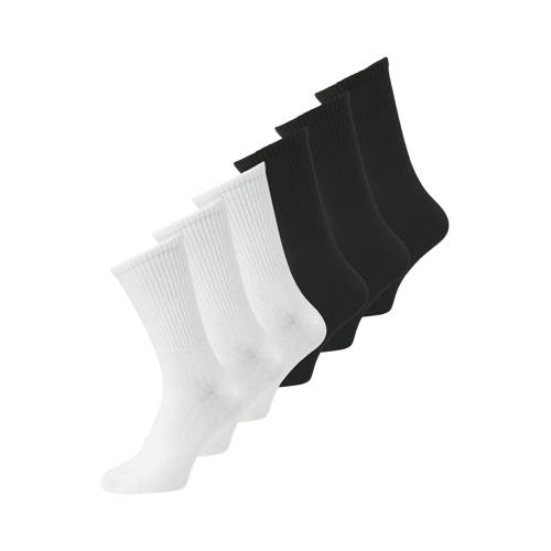 JACK & JONES JUNIOR sokken wit/zwart - set van 6 Jongens Stretchkatoen