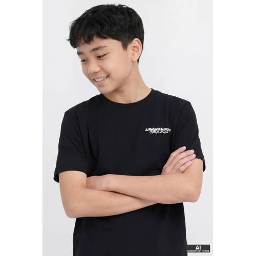 JJ REBEL JUNIOR T-shirt zwart Jongens Katoen Ronde hals Tekst - maat 128 afbeelding