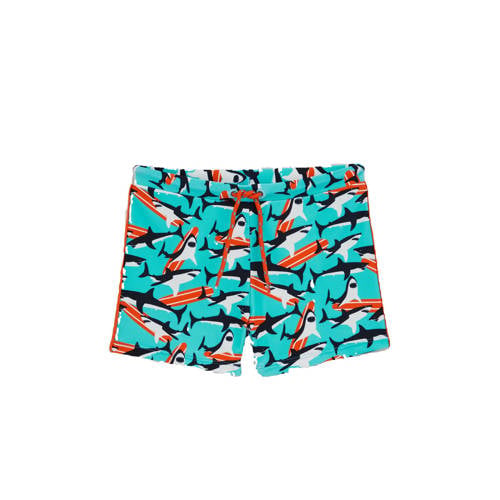 WE Fashion zwemboxer lichtblauw/donkerblauw Jongens Polyamide All over print - maat 122/128 afbeelding