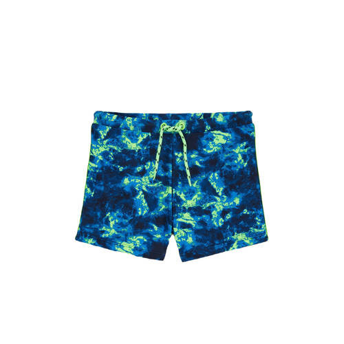 WE Fashion zwemboxer blauw/neon groen Jongens Polyamide Tie-dye - maat 134/140 afbeelding