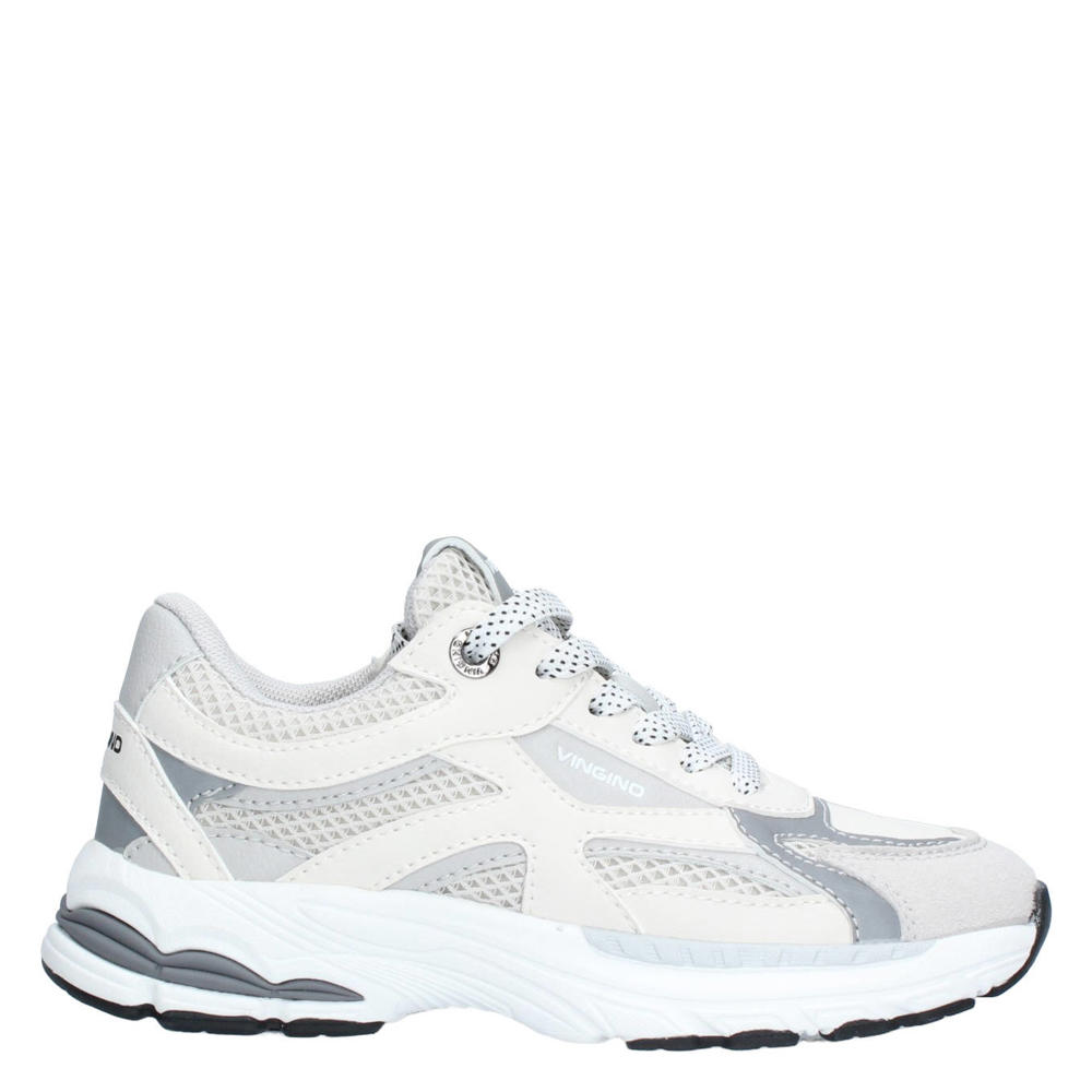 Beige jongens Vingino sneakers van polyester/synthetisch imitatieleer met rits- en vetersluiting