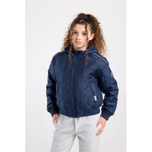 America Today bomberjack donkerblauw Jas Meisjes Polyester Capuchon Effen - maat 170/176 afbeelding