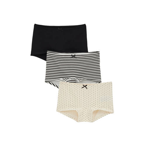 WE Fashion hipster - set van 3 zwart/beige Slip Meisjes Stretchkatoen All over print - maat 146/152 afbeelding