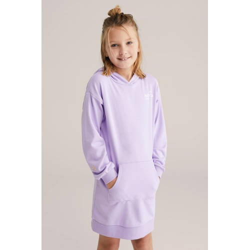WE Fashion sweatjurk met backprint paars Backprint