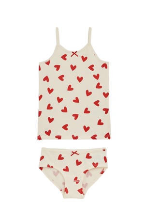 hemd + slip ecru/rood