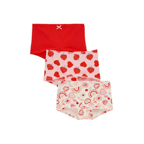 WE Fashion hipster - set van 3 roze/rood Slip Meisjes Stretchkatoen All over print - maat 134/140 afbeelding