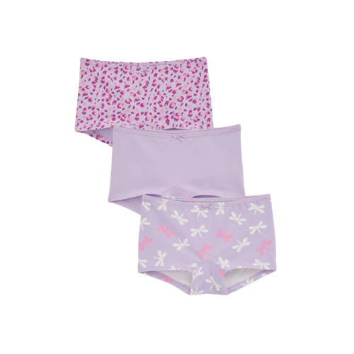 WE Fashion hipster - set van 3 lila Slip Paars Meisjes Stretchkatoen All over print