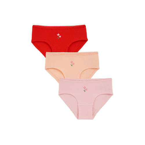 WE Fashion Set met slipjes rood en roze Meisjes Stretchkatoen All over print - maat 98/104 afbeelding