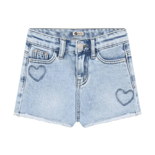 Daily7 denim straight regular waist short met hartjes light blue denim Korte broek Blauw - maat 110 afbeelding