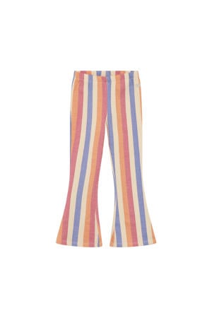 flared regular waist gestreepte legging roze