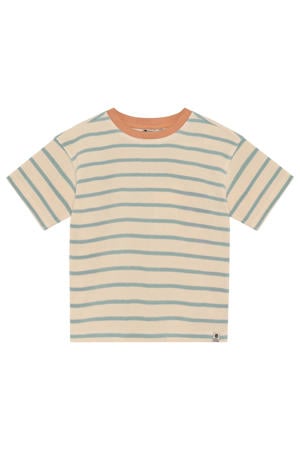 gestreepte T-shirt beige met textuur
