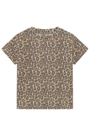 T-shirt met panterprint beige