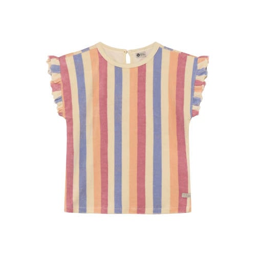 Daily7 gestreepte T-shirt roze Meisjes Katoen Ronde hals Streep - maat 116 afbeelding