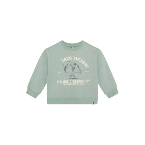 Daily7 sweater lichtgroen Printopdruk - maat 128 | Sweater van Daily7 afbeelding