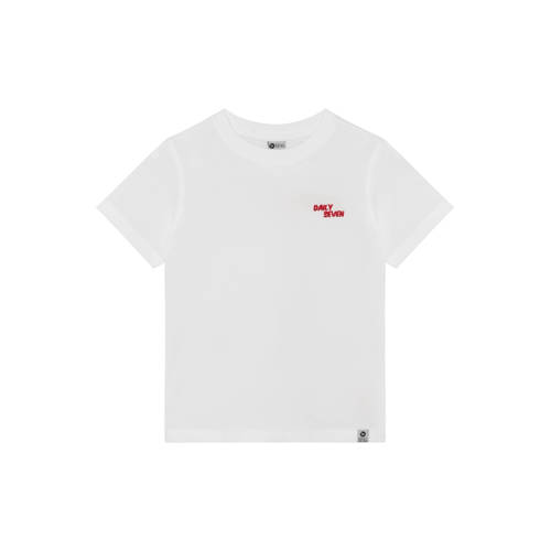 Daily7 T-shirt met backprint wit Jongens Stretchkatoen Ronde hals Backprint - maat 104 afbeelding
