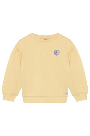 sweater met backprint geel met glitter