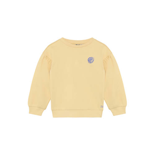 Daily7 sweater met backprint geel met glitter Backprint - maat 104 afbeelding