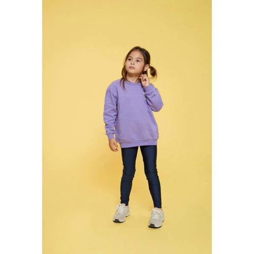 Jubel sweater Rolling into Spring paars Meisjes Katoen Ronde hals Backprint - maat 122 afbeelding