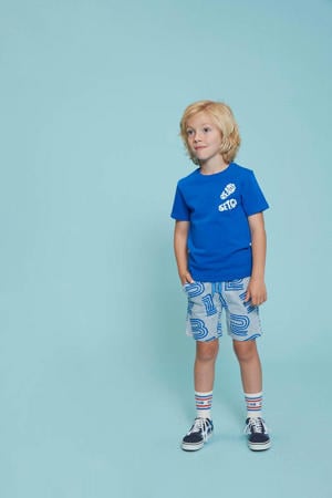 sweatshort Run the Day grijs melange/blauw