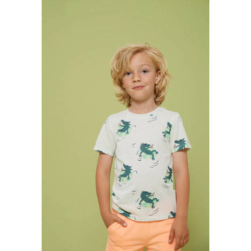Sturdy T-shirt Lagoon Legends wit/groen Jongens Katoen Ronde hals All over print - maat 140 afbeelding