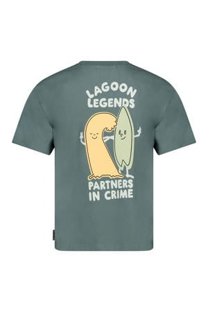 T-shirt Lagoon Legends met backprint petrol