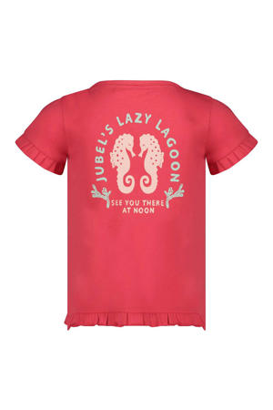 T-shirt Lazy Lagoon met backprint fuchsia