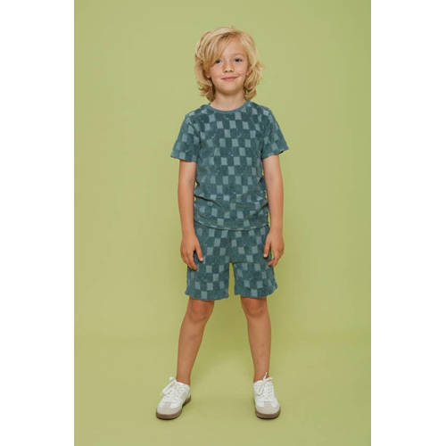 Sturdy badstof T-shirt Lagoon Legends petrol Blauw Ruit - maat 110 afbeelding