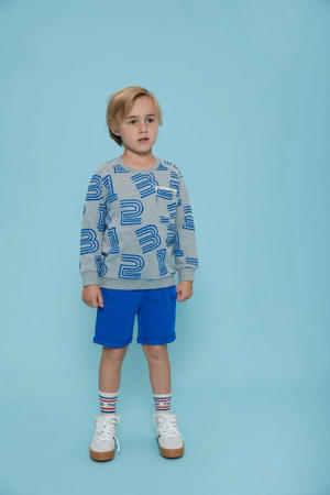 sweater Run the Day grijs melange/blauw