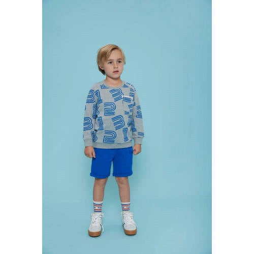 Sturdy sweater Run the Day grijs melange/blauw Jongens Katoen Ronde hals - maat 92 afbeelding