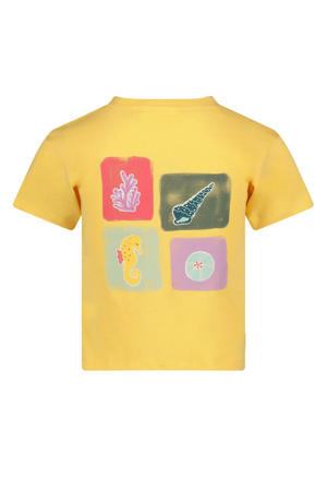 T-shirt met backprint Lazy Lagoon geel
