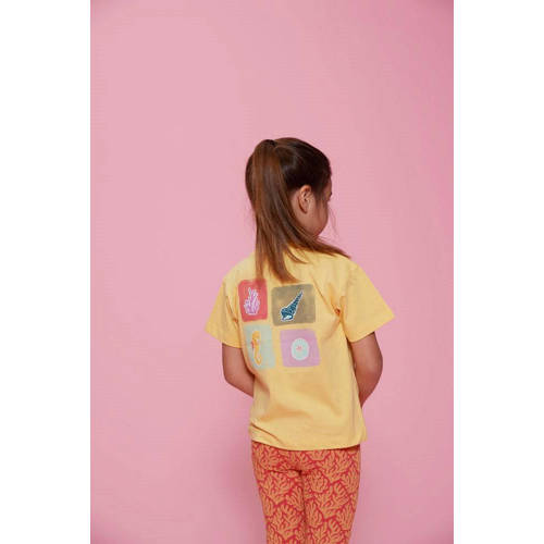Jubel T-shirt met backprint geel Meisjes Katoen Ronde hals Backprint - maat 128 afbeelding