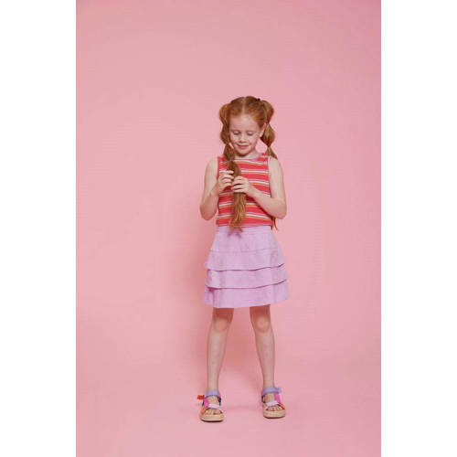 Jubel tanktop Lazy Lagoon fuchsia Roze Meisjes Katoen Ronde hals Streep - maat 104 afbeelding