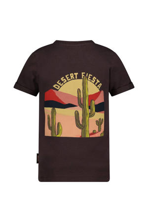 T-shirt Desert Fiesta met backprint donkerbruin