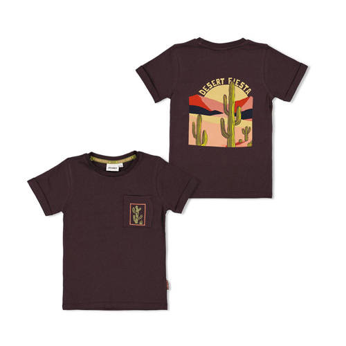 Sturdy T-shirt Desert Fiesta met backprint donkerbruin Jongens Katoen Ronde hals - maat 128 afbeelding